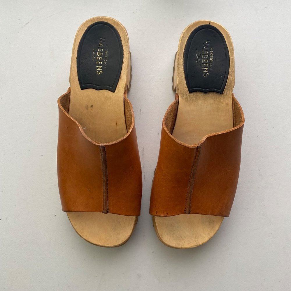 Swedish Hasbeens Ann Sandals Clogs Shoes Brown Tan - Picture 2 of 12